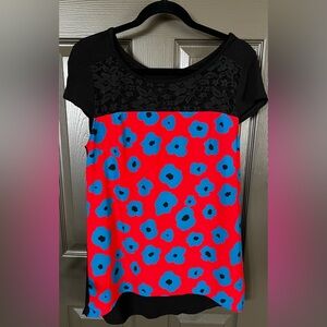 Black flower and lace blouse by Pixley